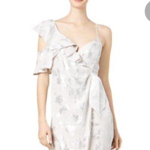 💋Bardot Silver Metallic Wrap Dress Size 10 (L)